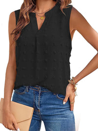 Swiss Dot Notched Tank Top