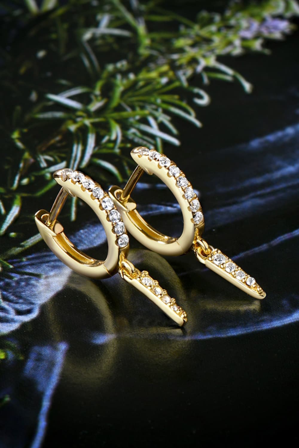 Small Hoop Earrings with Charm Moissanite 925 Sterling Silver Huggie Drop Earrings