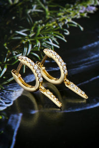 Small Hoop Earrings with Charm Moissanite 925 Sterling Silver Huggie Drop Earrings