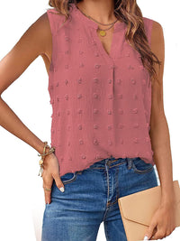Swiss Dot Notched Tank Top
