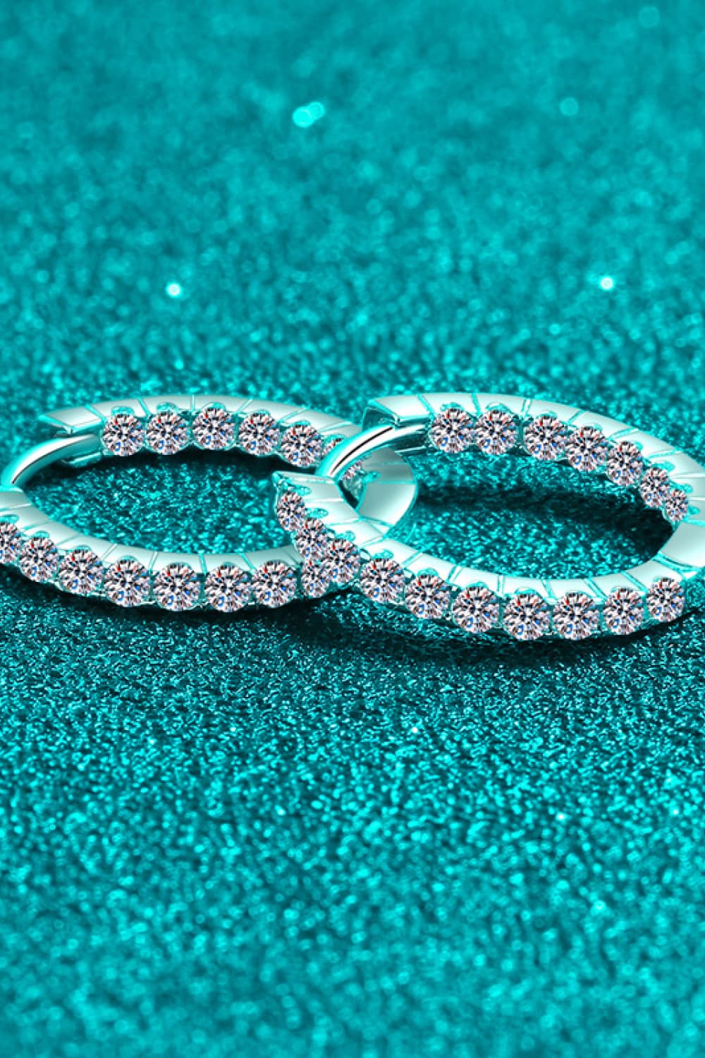 Hoop Earrings with Moissanite Simulated Diamonds 925 Sterling Silver Huggie Earrings