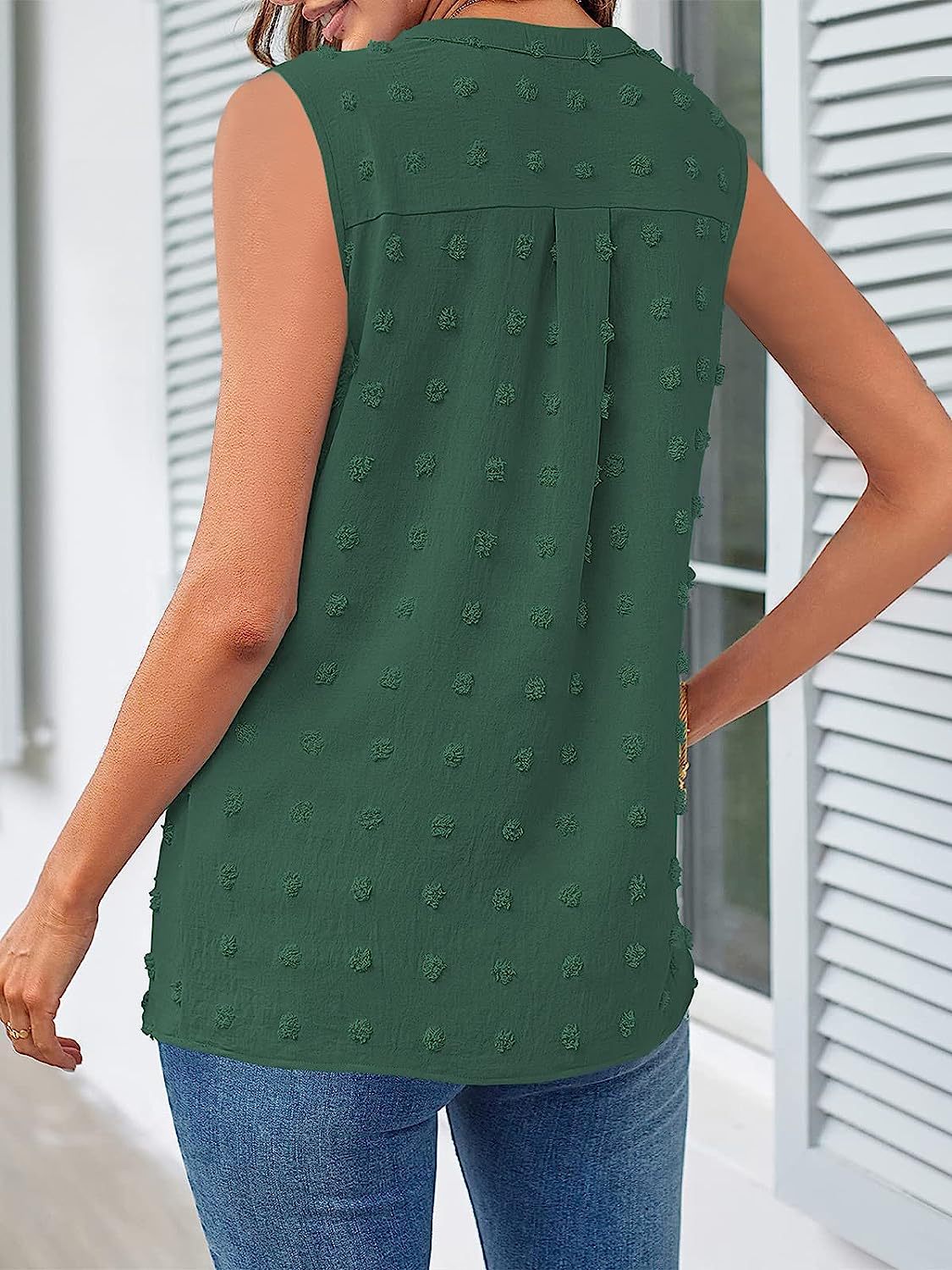 Swiss Dot Notched Tank Top