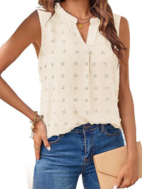 Swiss Dot Notched Tank Top