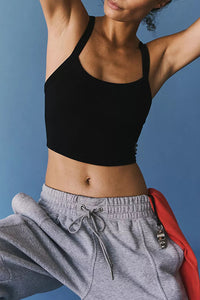 Sports Crop Top Women's Scoop Neck Activewear Tank Top Shirt