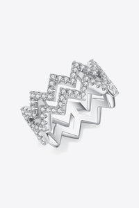KESLEY Stack Ring 925 Sterling Silver Moissanite Zigzag Design Women's Jewelry