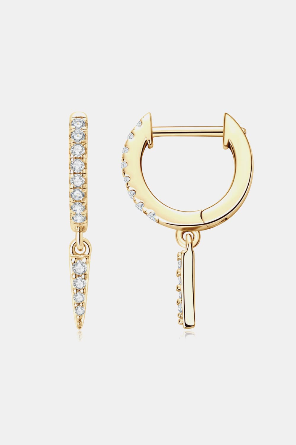 Small Hoop Earrings with Charm Moissanite 925 Sterling Silver Huggie Drop Earrings