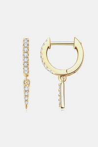 Small Hoop Earrings with Charm Moissanite 925 Sterling Silver Huggie Drop Earrings