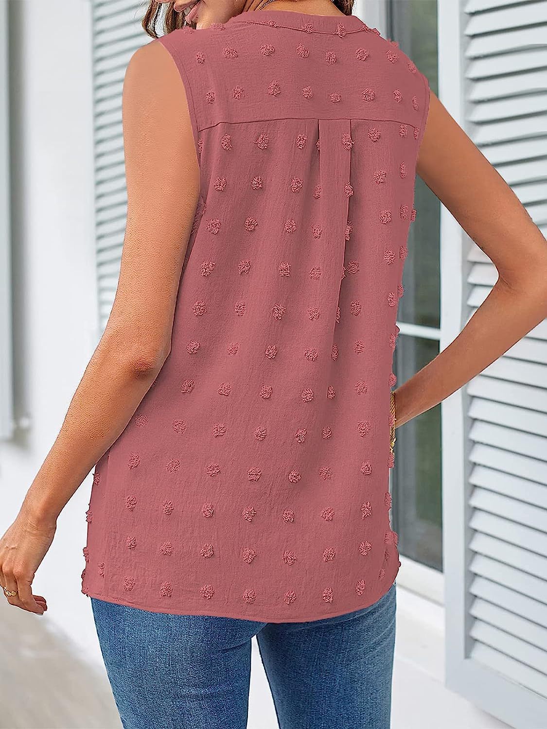 Swiss Dot Notched Tank Top