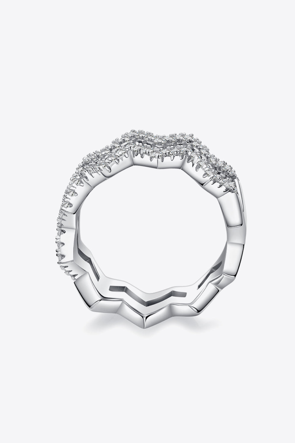 KESLEY Stack Ring 925 Sterling Silver Moissanite Zigzag Design Women's Jewelry