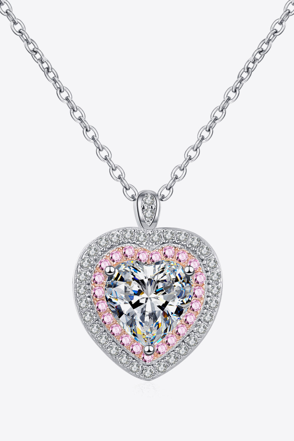 Heart Pendant Necklace 925 Sterling Silver 1 Carat Moissanite  Women's Fine Jewelry