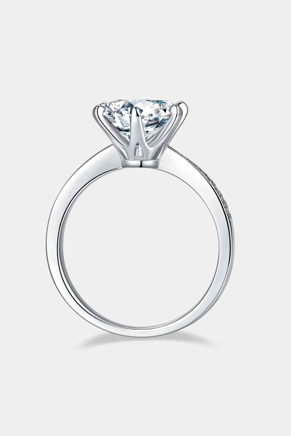 Solitaire Ring, 3 Carat Moissanite Side Stone Engagement Ring