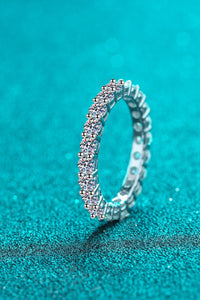 Round Eternity Ring Band Moissanite Rhodium-Plated Ring