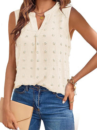 Swiss Dot Notched Tank Top