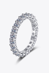 Round Eternity Ring Band Moissanite Rhodium-Plated Ring