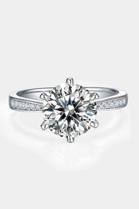 Solitaire Ring, 3 Carat Moissanite Side Stone Engagement Ring