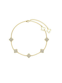 KESLEY Clover Anklet Sterling Silver Dainty Flower Women's Fine Jewelry