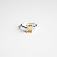 rings, Citrine rings, Sterling Silver .925 waterproof, designer Kesley Boutique, november birthstone rings  , dainty rings, emerald cut rings, white gold, nickel free, wont turn green, waterproof, sterling silver, gemstone rings, cinderella, popular jewelry, jewelry, gift idea, anniversary