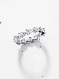 side teardrop diamond cz eternity ring pear shape  ring band sterling silver .925 diamond waterproof will not tarnish or turn green alternative wedding jewelry, vacation wedding and bridesmaids rings, everyday diamond cz rings designer for cheap good quality will not turn green, jewelry store in Miami, Brickell, trending jewelry on Instagram reels and tiktok famous brands Kesley Boutique 