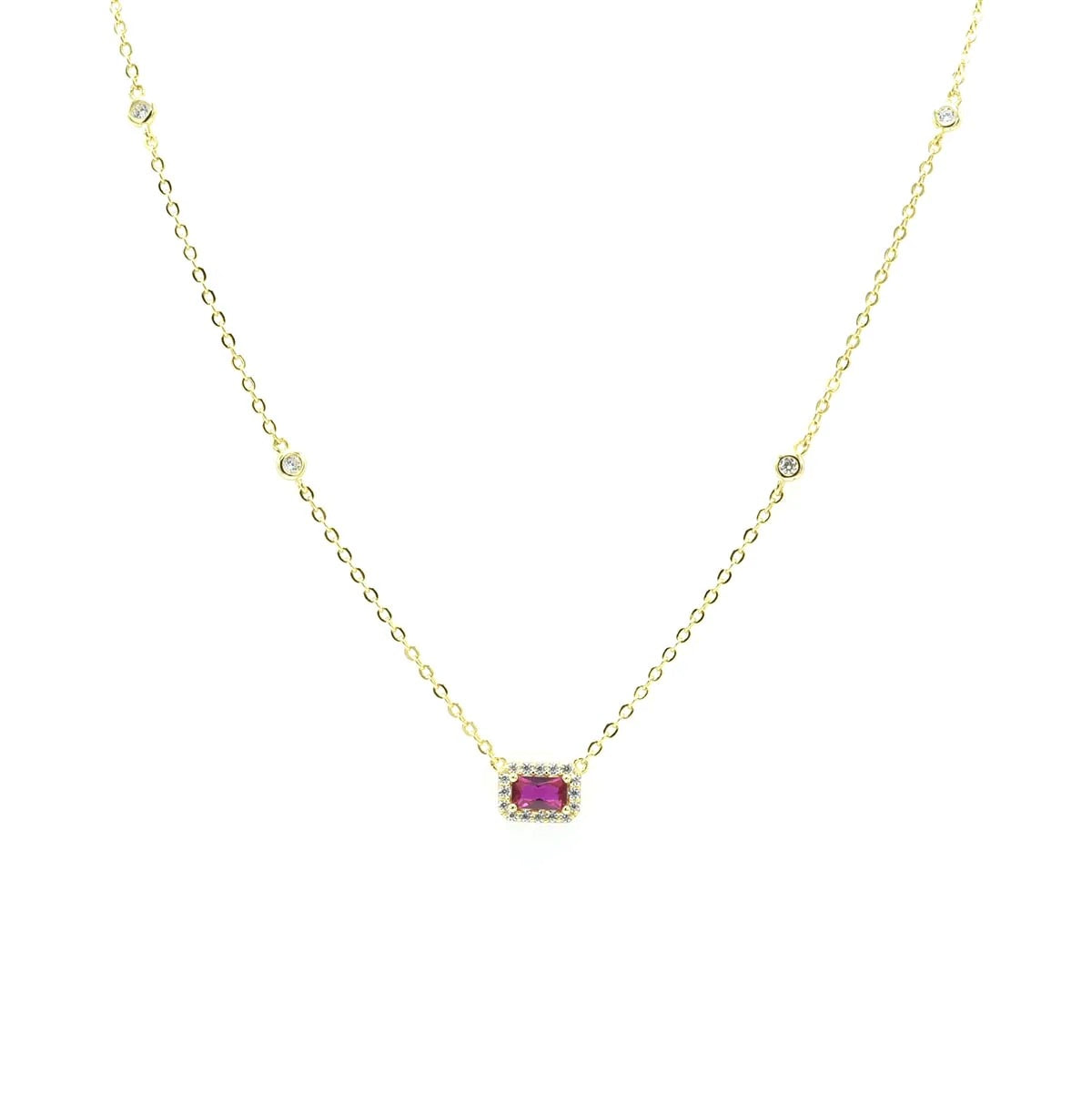 Dainty Rectangle Necklace .925 Sterling Silver ZIrcon Luxury Fashion Rectangle Necklaces