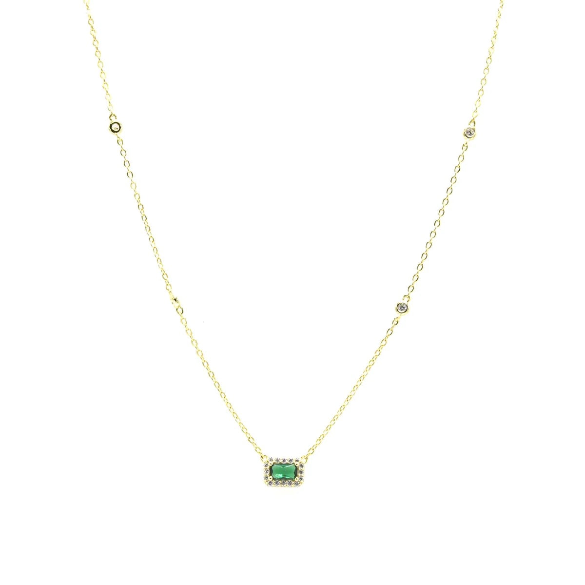 Dainty Rectangle Necklace .925 Sterling Silver ZIrcon Luxury Fashion Rectangle Necklaces