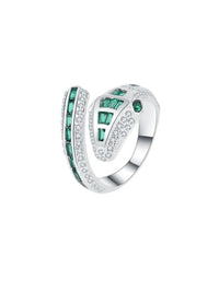Snake Wrap Around Green Garden Diamond CZ .925 Sterling Silver Waterproof Ring