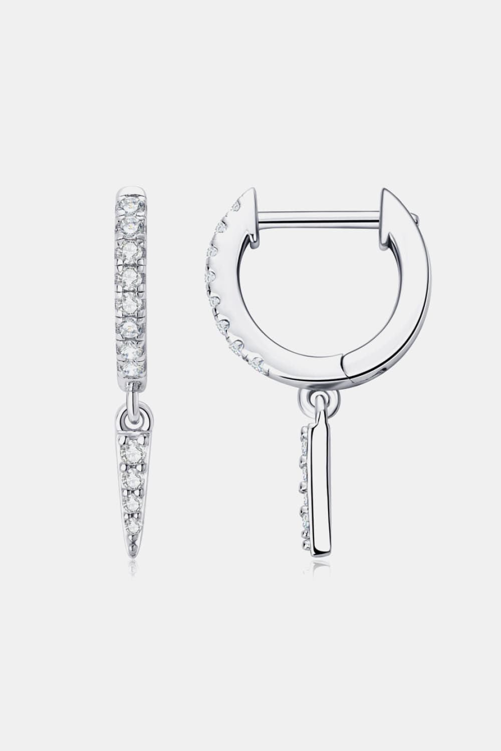 Small Hoop Earrings with Charm Moissanite 925 Sterling Silver Huggie Drop Earrings