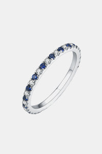 Eternity Ring  925 Sterling SIlver Moissanite Simulated Diamonds Lab-Grown Blue Sapphire Rings