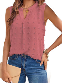 Swiss Dot Notched Tank Top