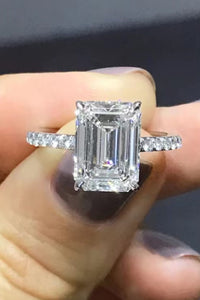 Emerald Cut Engagement Ring 5 Carat Moissanite Side Stone Cocktail Ring
