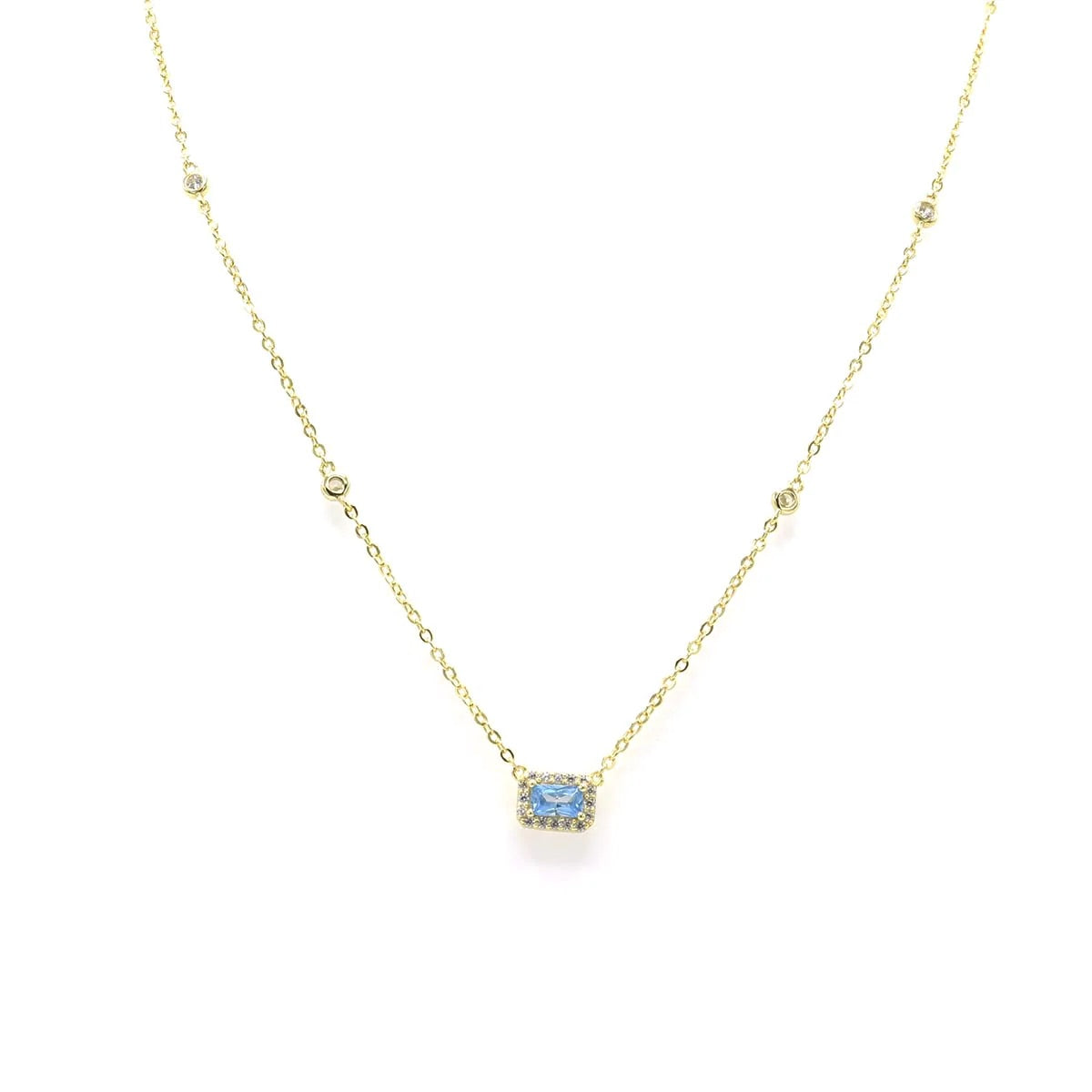 Dainty Rectangle Necklace .925 Sterling Silver ZIrcon Luxury Fashion Rectangle Necklaces