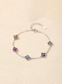 Colorful Clover Bracelet Dainty Women's Sterling Silver Jewelry Tarnish Free Flower Design KESLEY