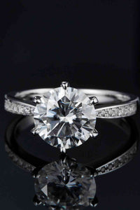 Solitaire Ring, 3 Carat Moissanite Side Stone Engagement Ring
