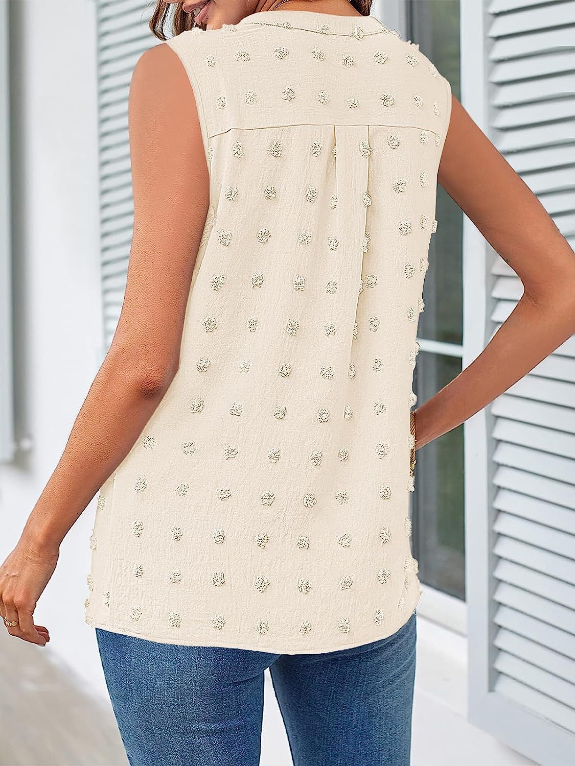 Swiss Dot Notched Tank Top