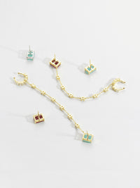 Kendra Stud Earrings with Ear Cuffs Mismatched Earrings 925 Sterling Silver Hypoallergenic Gold Plated KESLEY