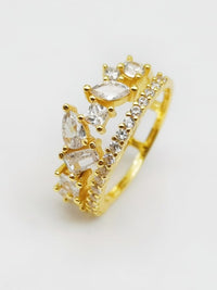 rings, gold rings, 925 rings, cubic zirconia jewelry, 925 rings, silver rings,  gold stacked ring with diamond cz rhinestone, cubic zirconia 18k gold plated double ring. statement rings 18k gold plated waterproof sterling silver. luxury everyday rings dainty. designer inspired stacked ring with irregular diamond cz. double ring. trending, popular statement rings. designer inspired gold plated sterling silver rings that wont turn green..925 sterling silver rings Kesley Boutique