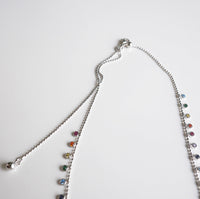 Colorful Charm Necklace 925 Sterling Silver Diamond CZ Sparkle Pull Adjustable Rainbow jewelry