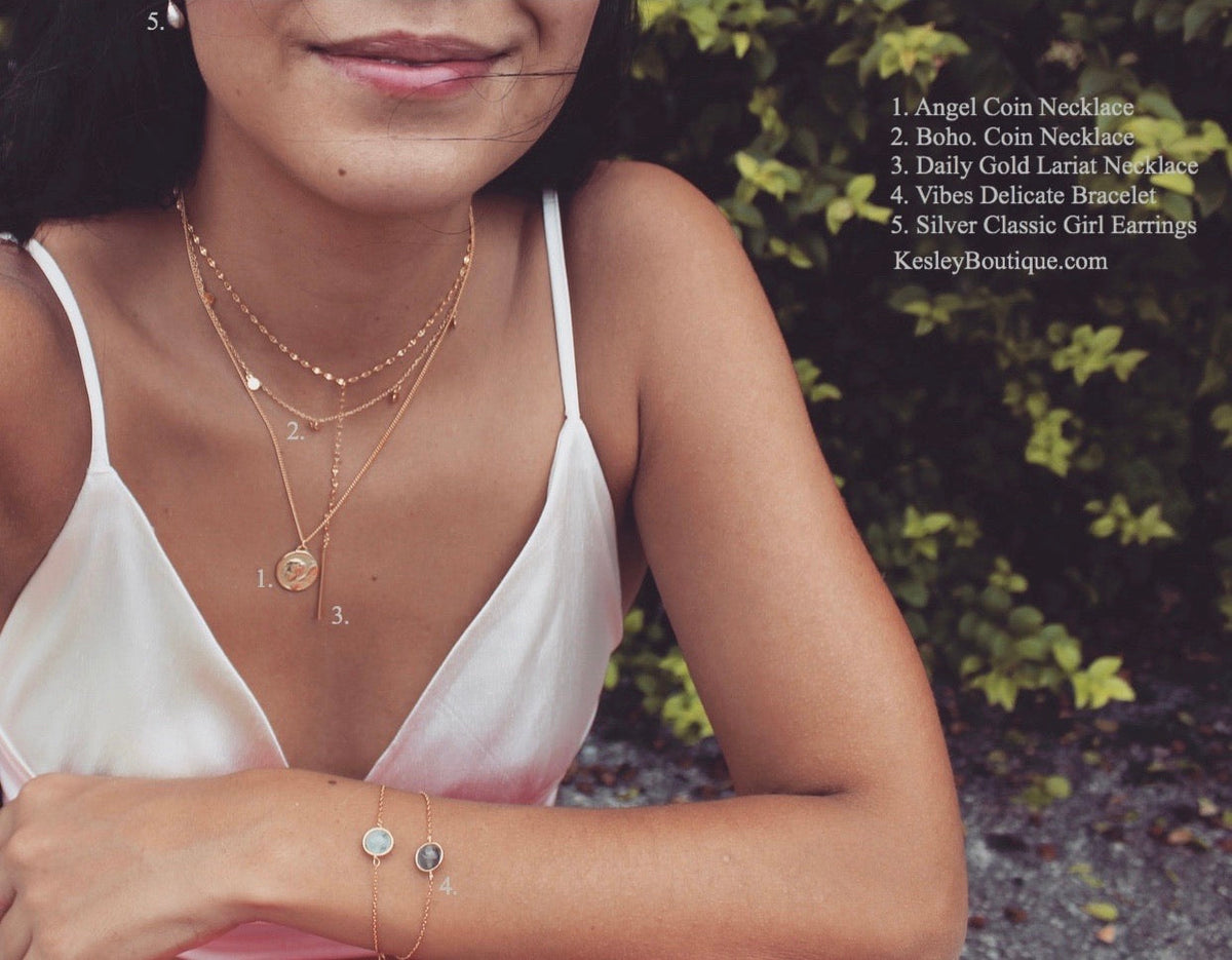 Angel Coin Necklace 18k Gold Plated 925 Sterling Silver Hypoallergenic Women's Jewelry