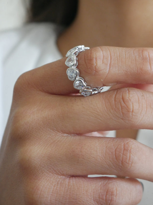 XL Heart Eternity Diamond CZ .925 Sterling Silver Ring