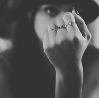 Chevron Tiny Gemstone Rings, Crystal Vibrations Chevron Luck .925 Sterling Silver Waterproof Ring