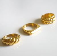 Golden Daily Statement Rings 18k Gold Plated Stainless Steel Rings