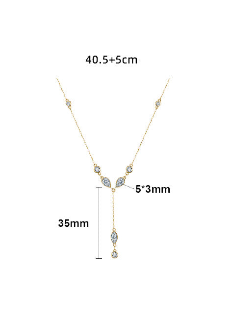 Lariat Necklace Y Shape Bezel Cubic Zirconia Vanessa Day to Evening Dainty Drop Sterling Silver Women's Jewelry