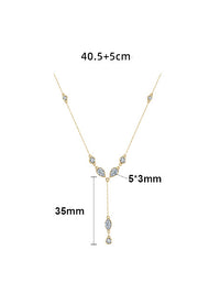 Lariat Necklace Y Shape Bezel Cubic Zirconia Vanessa Day to Evening Dainty Drop Sterling Silver Women's Jewelry