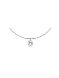 KESLEY Single Stone Bezel Cubic Zirconia Sterling Silver 925 Luxury Dainty Short Necklace