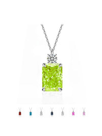 Emma Necklace Sterling Silver 925 Cubic Zirconia Simulated Emerald Cut Diamond Tarnish Free Women's Jewelry