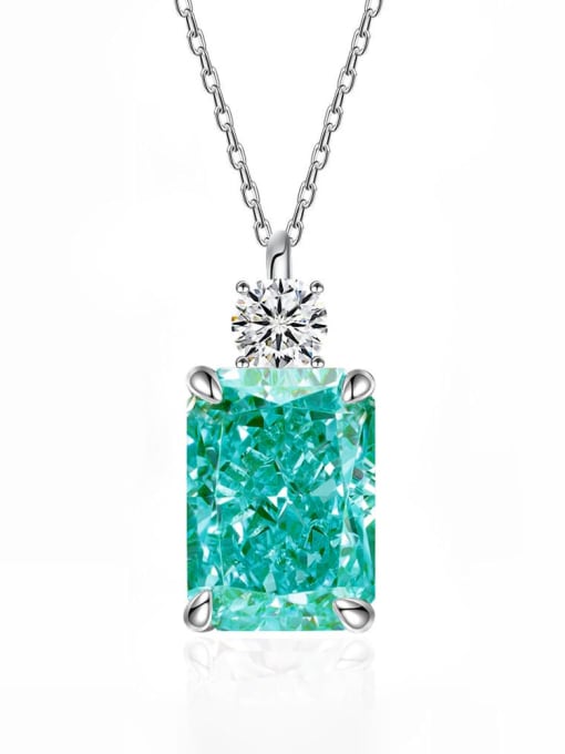 Emma Necklace Sterling Silver 925 Cubic Zirconia Simulated Emerald Cut Diamond Tarnish Free Women's Jewelry