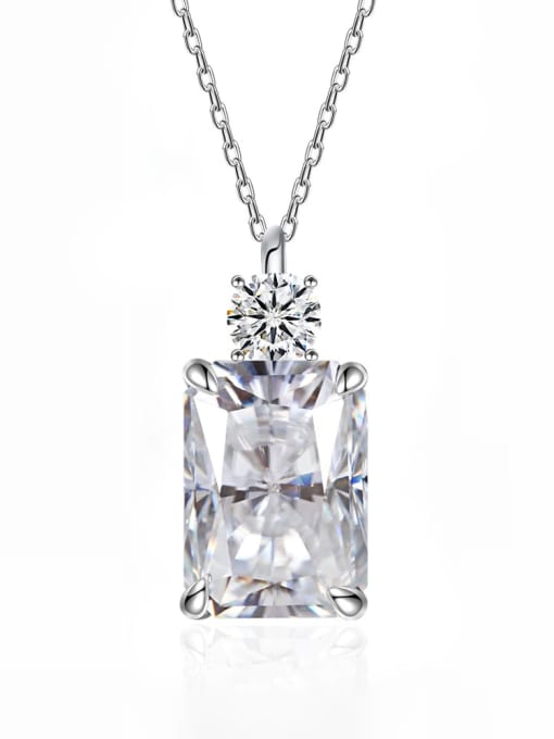 Emma Necklace Sterling Silver 925 Cubic Zirconia Simulated Emerald Cut Diamond Tarnish Free Women's Jewelry