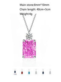 Emma Necklace Sterling Silver 925 Cubic Zirconia Simulated Emerald Cut Diamond Tarnish Free Women's Jewelry