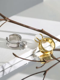 Agate Crystal Ball Ring 925 Sterling Silver 18K Gold Vermeil Statement Natural Stone  Luxury Rings