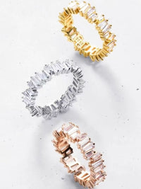 Eternity Ring Bands 925 Sterling Silver Irregular Baguette Zircon Luxury Statement Rings Wedding and Cocktail Rings Trending KESLEY