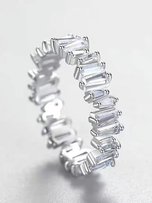Eternity Ring Bands 925 Sterling Silver Irregular Baguette Zircon Luxury Statement Rings Wedding and Cocktail Rings Trending KESLEY